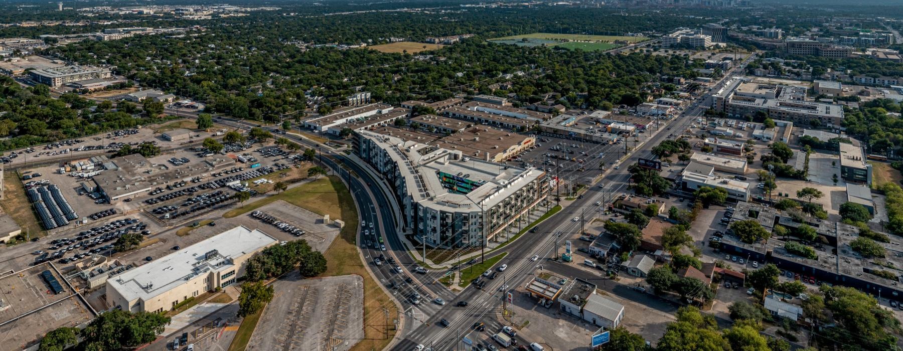 an aerial view of a city